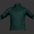 Green High Neck Half Zipper Knitted Sweater With Long Sleeves And Front Logo