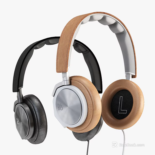 Elegant Modern Over ear Headphones With Wooden Leather And Metal Design For Premium Audio Experience 3d model 