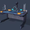 Smart Office Appliance With Mechanical Arm Camera Metal Frame And Blue Desktop Platform