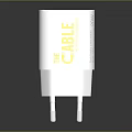 20W White Power Adapter With THE CABLE Label And Two Pin CE Plug 3d model