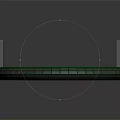 Cartoon Scene of Round Device with Purple Ripples and Green Frame on Dark Background