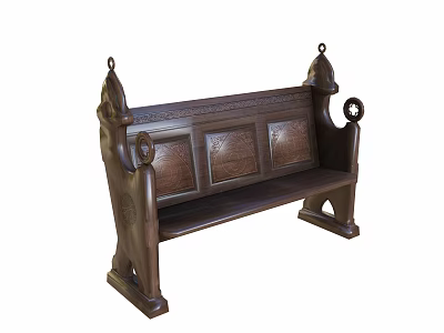 Dark Wooden Leisure Chair With Intricate Carvings And Ornate Armrests Decorative Panels 3d model