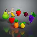 Colorful Assorted Fresh Fruits Including Pear Banana Strawberry Apple Pineapple And Grapes