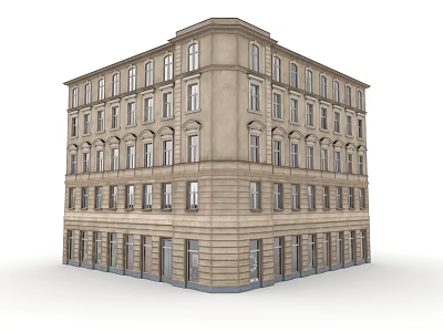 European Style Architecture Building With Classical Windows Stone Facade And Ornate Details 3d model