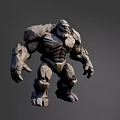 Muscular Rock Giant Game and Movie Character with Stone Texture and Powerful Physique