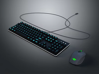 Full Size Wired Gaming Keyboard And Mouse With RGB Backlight And Ergonomic Design 3d model