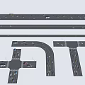 Road Facilities With Straight Curved Roads Intersections And Traffic Lanes 3d model
