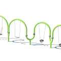 Green Curved Swing Set As Charming Garden Ornament For Outdoor Spaces