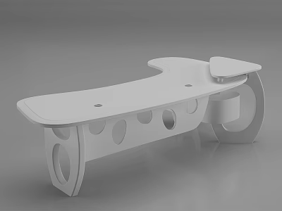 Modern White Desk With Unique Hollow Circular Holes And Smooth Lines 3d model