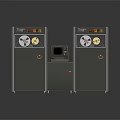 Vintage Black Computer Equipment With Dual Tape Drives Control Panel And Indicator Lights