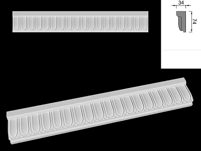 Gypsum Coving Detailed Decorative Patterns For Interior Design With Specific Dimensions 3d model