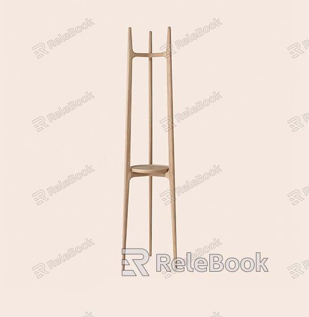 Three Leg Hanger Wooden Floor Coat Rack model