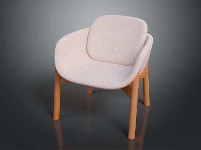 Light Pink Upholstered Chair Featuring Curved Backrest Armrests Wooden Legs And Minimalist Design 3d model