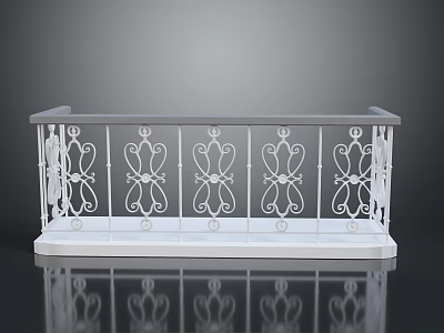 Scenic View With Ornate White Iron Railing Featuring Decorative Patterns And Reflection 3d model