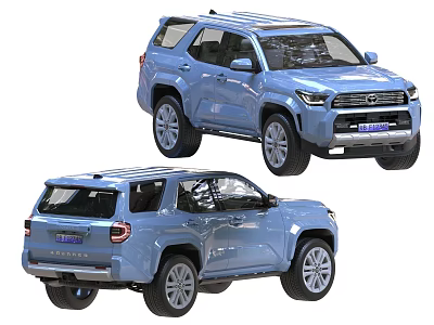 Blue SUV Exterior Design With Roof Rack Alloy Wheels And Two Angle Views 3d model
