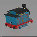 Blue Toy Train Locomotive With Red Base Black Chimney Number 1 On Reflective Surface
