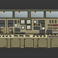 Computer Control Panel With Multiple Displays Control Buttons And Dials For Industrial Use 3d model