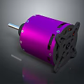 Purple Electric Motor With Metal Shaft And Black Mechanical Components