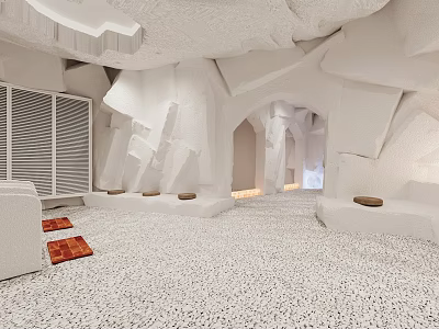 Modern SPA Sauna Space With White Textured Interiors 3d model