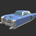 Blue Vintage Futuristic Car With Silver Accents Streamlined Body And Unique Front Grille