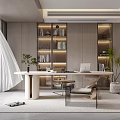 Modern Living Dining Room With Gray Sofa Marble Wall Round Coffee Table And Green Plant