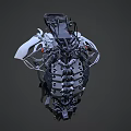 Mechanical Game and Movie Character Upper Body With Metal Armor Pipes and Mechanical Parts