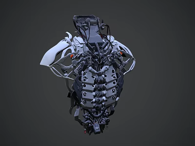 Mechanical Game and Movie Character Upper Body With Metal Armor Pipes and Mechanical Parts 3d model