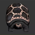 Hand Carved Turtle Sculpture With Purple Pink Geometric Patterns And Dotted Decoration