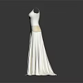 Elegant White Floor Length Evening Gown With V Neckline And Embellished Waist Design