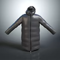 Black Long Hooded Down Jacket With Sleek Modern Design Standing 3d model