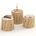 Modern Tree Dun Coffee Table Combination Modern Coffee Table Side Table Round Table Book Ornaments Simple Home Furniture Tree Dun Coffee Table 3d model