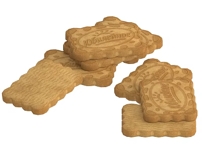 Delicious Crunchy Stacked Golden Butter Cookies With Patterned Tops And Flaky Layers 3d model