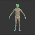 Shirtless Muscular Man With Toned Physique In White Underwear On Grey Background