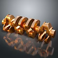 Elegant Copper Metal Decor Chain For Home With Shiny Finish And Black Placement Surface