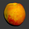 Fresh Ripe Yellow and Red Peach on Black Background with Clear Reflection