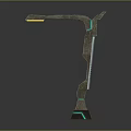 Modern Minimalist Floor Lamp Furniture with Green Line Accents Metallic Finish and Geometric Shape