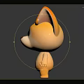 Cute 3D Yellow Creature Character With Big Ears Round Eyes Standing On Dark Background