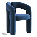 Blue Modern Accent Chair With Curved Arms And Upholstered Seat Design