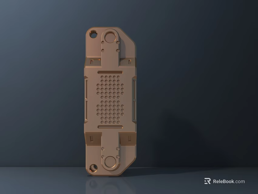 Brown Metal Door Handle With Perforated Design And Modern Geometric Structure 3d model 