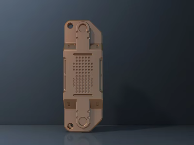 Brown Metal Door Handle With Perforated Design And Modern Geometric Structure 3d model