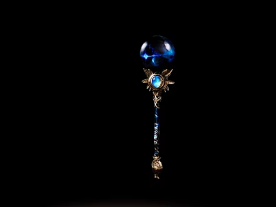 Staff Fantasy Staff Game Equipment Noble Gem Staff Game Weapon 3d model