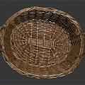 Practical Brown Woven Rattan Basket With Dual Handles For Home Storage