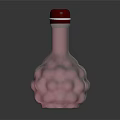 Medical Glass Bottle With Red Cap Transparent Body Red Liquid And Reflective Base