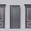Gray Hinged Doors With Golden Handles And Various Decorative Designs 3d model