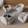 Cream style sofa single sofa 3d model