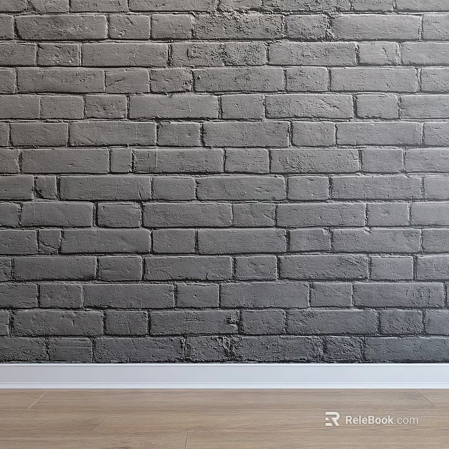 Gray Textured Brick Wall Surface For Modern Interior Design Project 3d model 