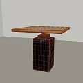 Modern Side Table With Light Marble Top And Black Marble Base 3d model