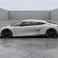 White Luxury Sports Car With Sleek Design Orange Interior And Black Wheels In Modern Showroom