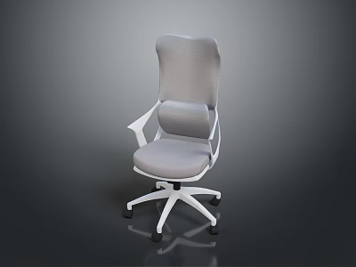 High Back Mesh Office Chair With White Base Swivel Design And Armrests 3d model