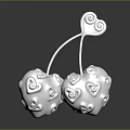 Silver Cherry Shaped Sculpture Carving With Heart And Spiral Decorative Patterns 3d model